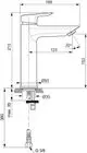 Ein schematisches Diagramm einer Armatur von Ideal Standard mit verschiedenen Maßen, einschließlich Durchmessern und Anschlussdetails, ohne spezifische Produktnamen oder -angaben.